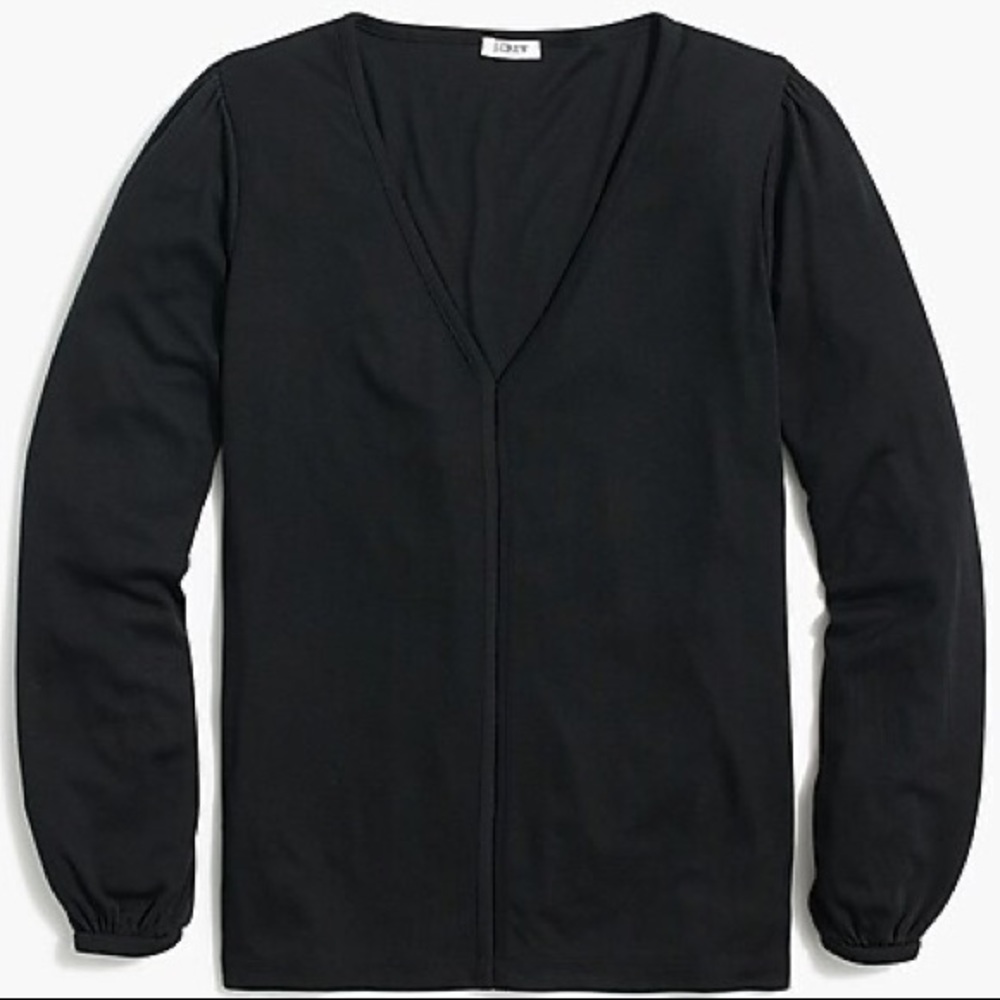 J. Crew Black Ribbed V-neck top